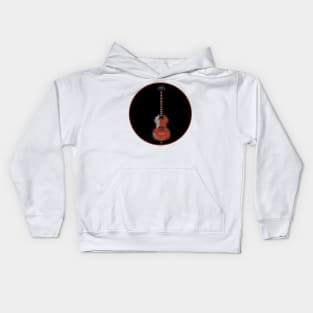 Tiled Pixel Violin Lefty Bass Guitar in a Black Circle Kids Hoodie